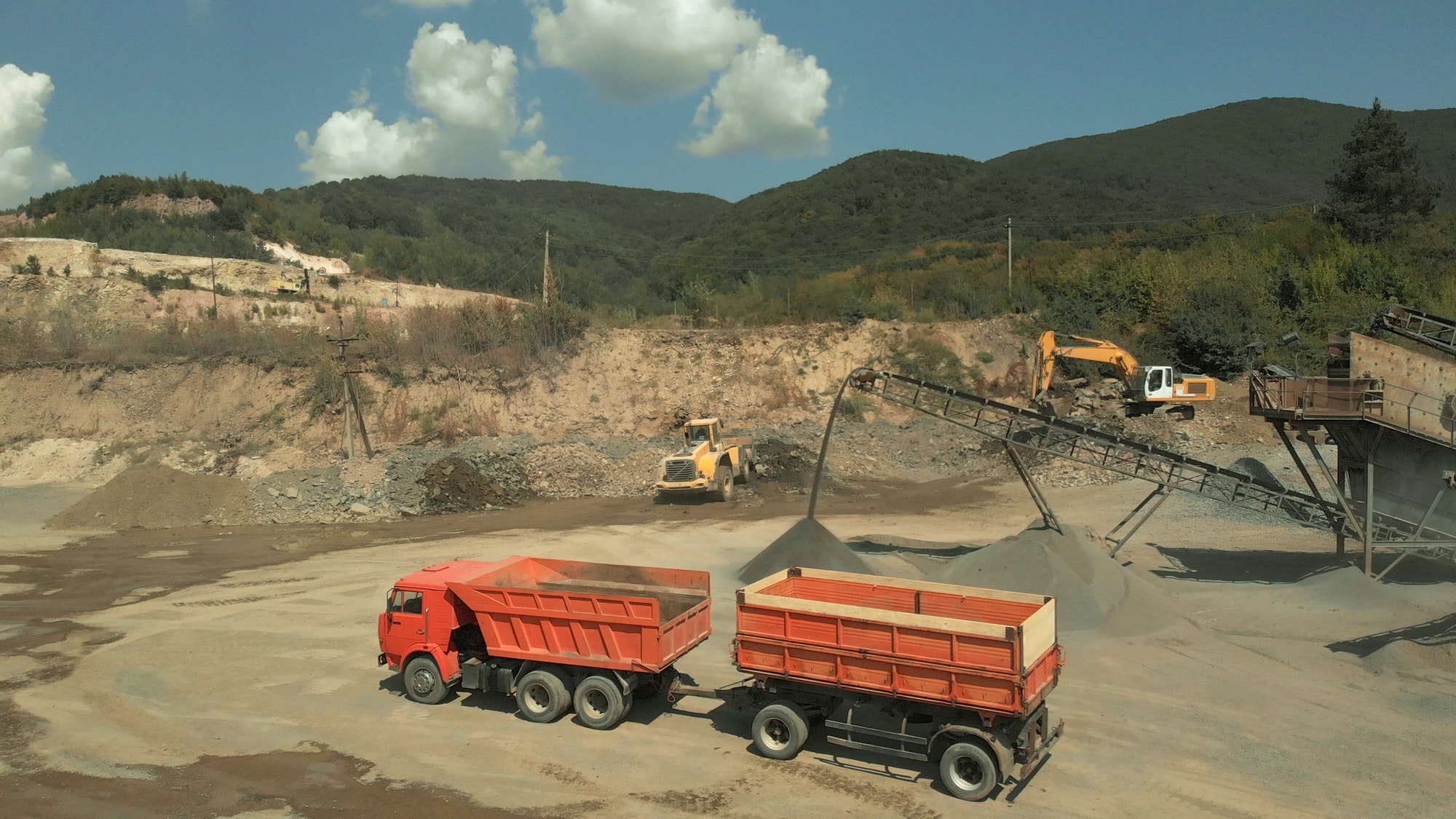 Orange truck for coal transportation